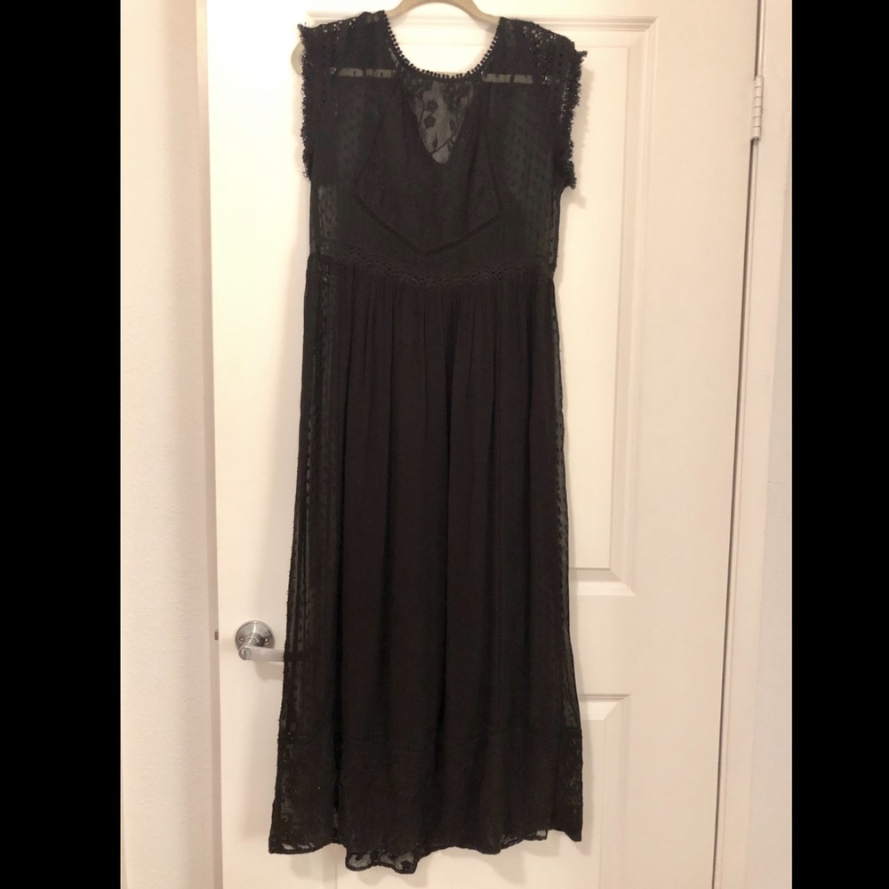 Zara black Flowy maxi embroidered dress!
